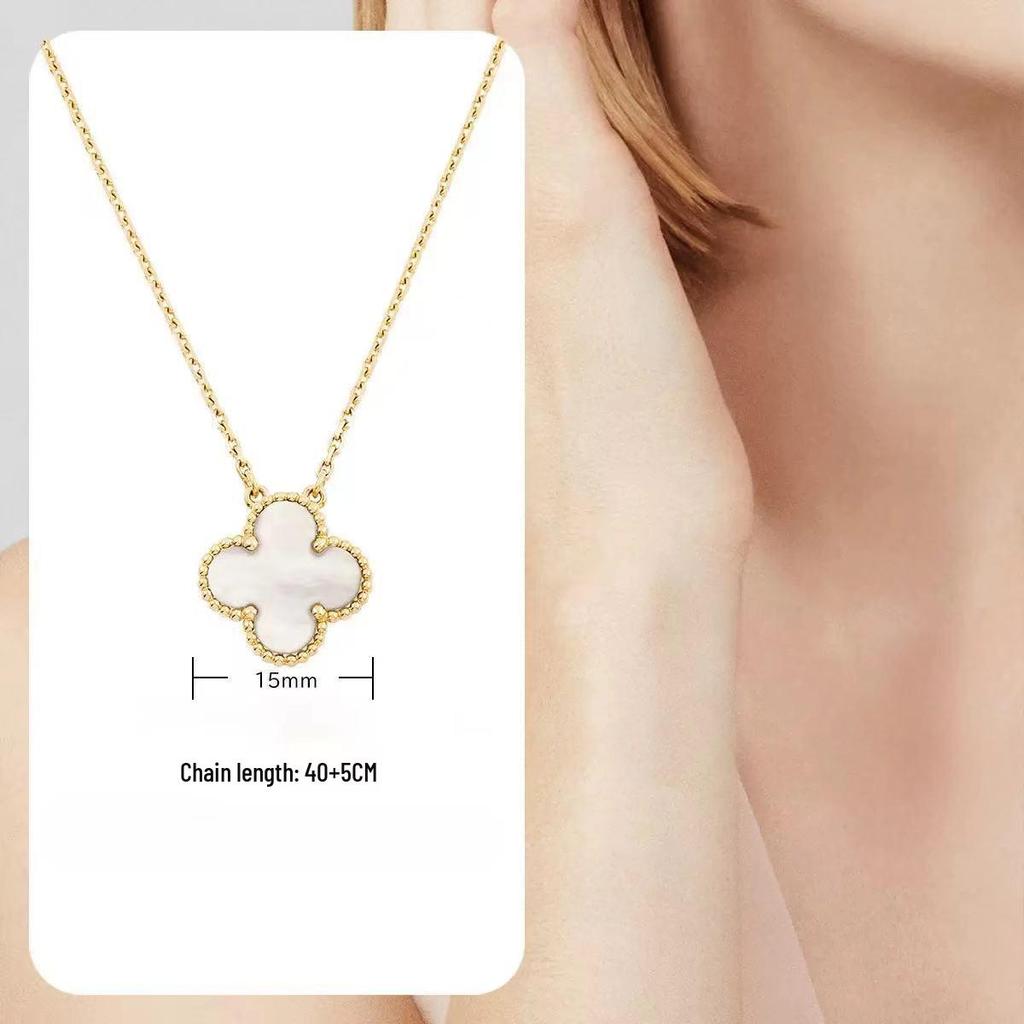 15MM Titanium Steel Four-Leaf Clover Necklace - Non-Fading, Fresh Forest Style