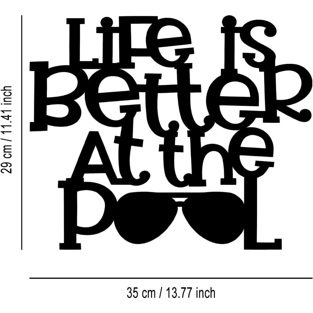 Black Metal Pool Wall Decor - Modern Simple Home Art for Living Room Bedroom Metal Wall Art