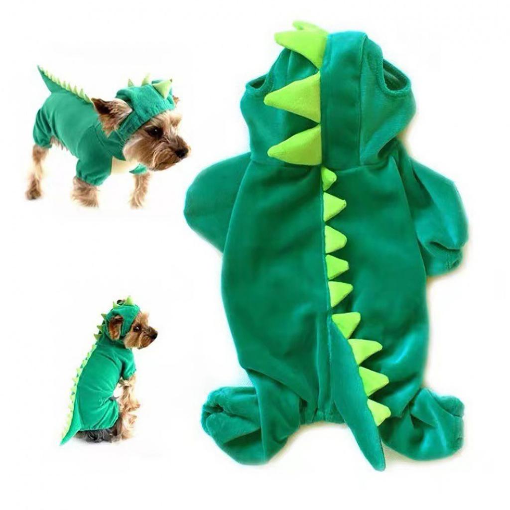 Elastisches Dinosaurier-Verwandlungskostüm, Halloween-Hundekostüm, Kristallfleece