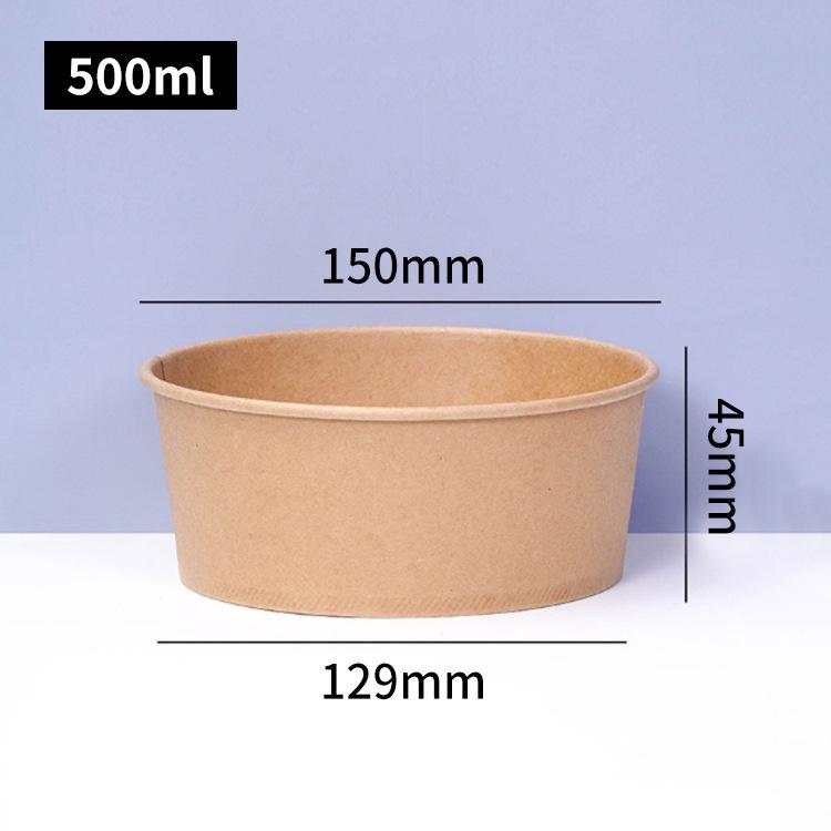 Customizable Kraft Paper Bowl for Takeout: Disposable Round Container for Light Meals, Fruit, and Salads.