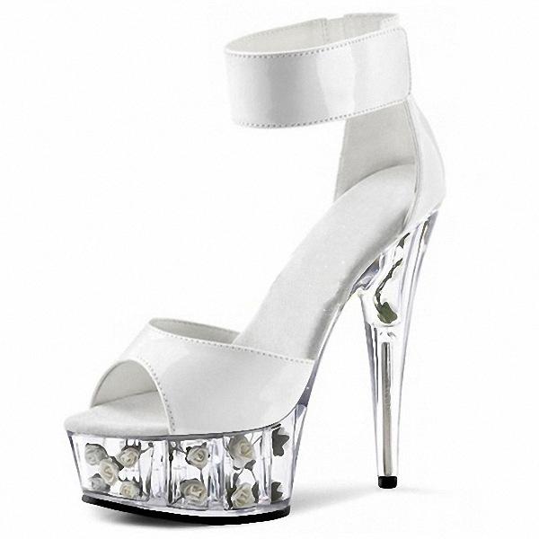 Romantic Rose Bridal Dress Bag Heel Crystal Sandal Bag Heel Velcro 15cm High Heels