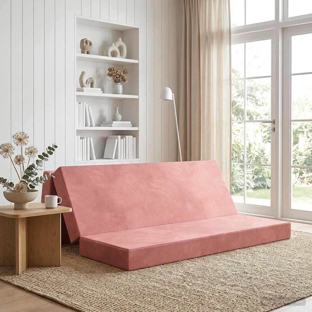 Folding Sofa Bed 180 x 67 x 45 cm Pink