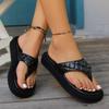 New Style Plus Size Thick-Soled Plaid Slip-On Casual Summer Slippers