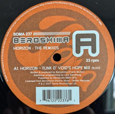 12inch Record BEROSHIMA - Horizon : The Remixes SOMA237 Soma Quality Re 2008 UK Dance & Electronica Used