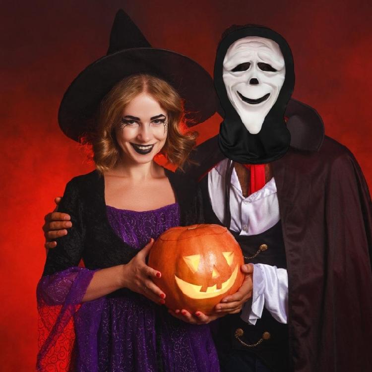 Comoda Maschera Facciale Teschio Realizzata in Tessuto di Poliestere per Feste in Costume Aggiunta di Personaggio a Tema