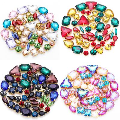 50 Crystal Single Claw Hand Sewing Drill Mixed Diy Clothing Accessories Wedding Accessories Hand Sewing Claw Drill with Holes Rhinestone Sew On Beads