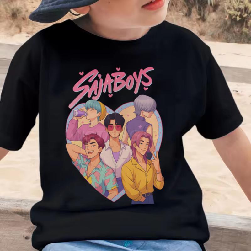 Summer Short Sleeve KPop Demon Hunters Saja Boys Print T-shirts Boys Comfortable Short Sleeves Casual T-shirt