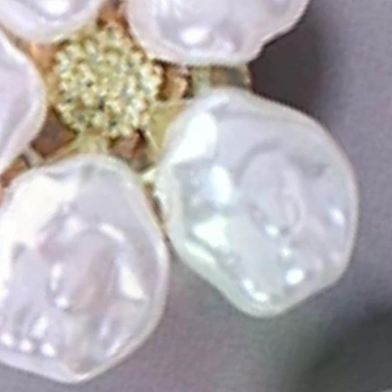 2Pcs Irregular Baroque Pearls Button Covers Luxury Rhinestones Flower Cufflinks Button Pins Shirt Decoration