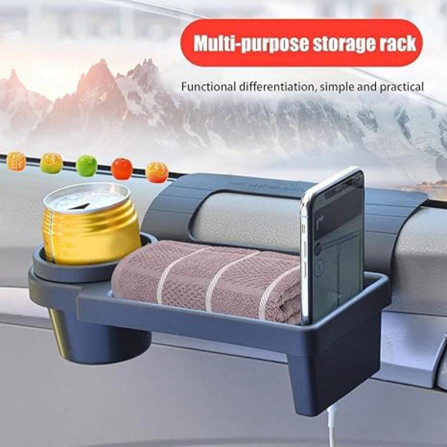 Versatile Car Storage Organizer Rack- Multi-Compartment Holder for Phone, Keys, Cups & Small Items by Door/Window