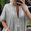 Camiseta Sexy de Color Sólido Holgada para Mujer Tallas Grandes Camiseta de Vacaciones