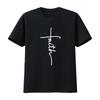 Minimalist Line Art Christian Faith Cross Print Casual T Shirt Vintage Washed Stretched Comfortable Streetwear