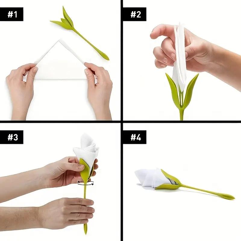 1/4 stuks Servethouder Servetstandaard Papieren Rol Bloem Roos Romantische Decoratie Perfect voor Feesten Dates Bruiloften