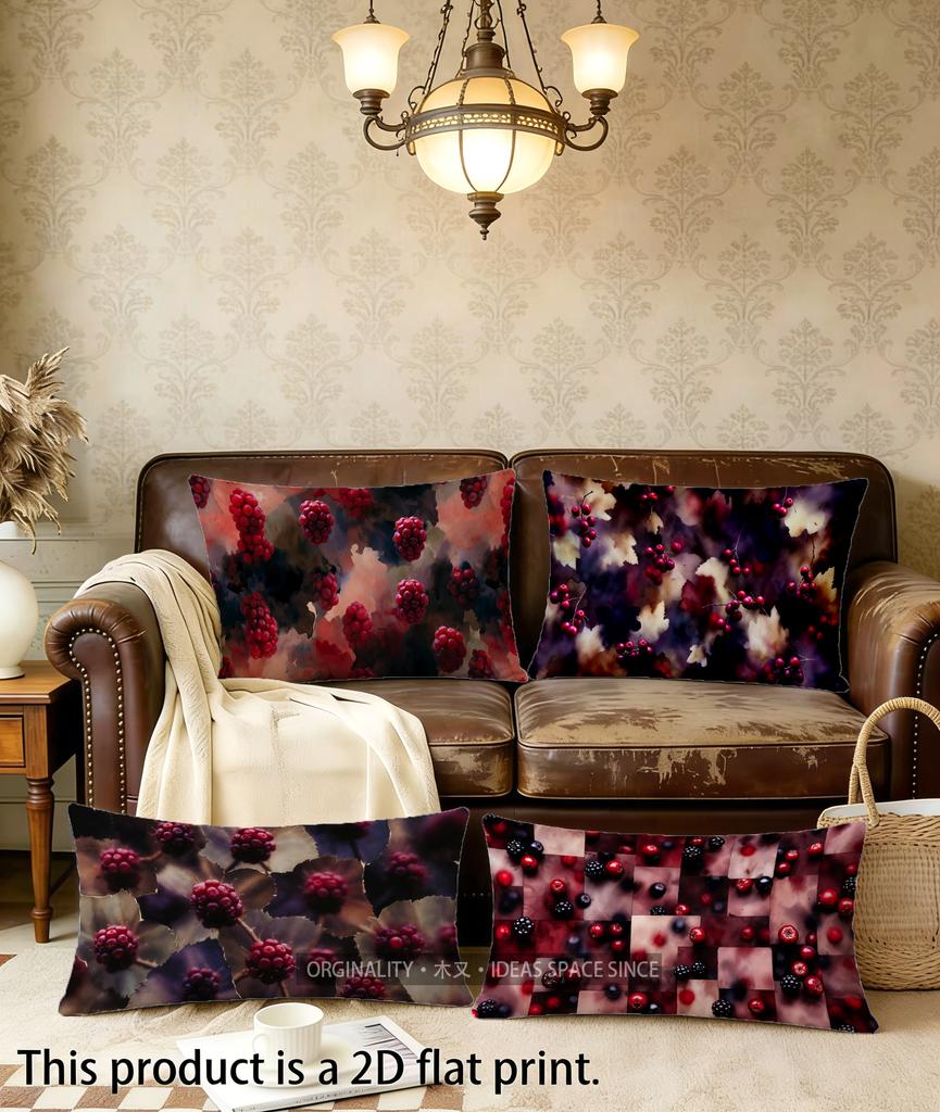 Berries-Inspired Patterned Pillowcase Suitable For Sofa Bedroom Car Pillow Cover Cushion Rectangular Back Cushion