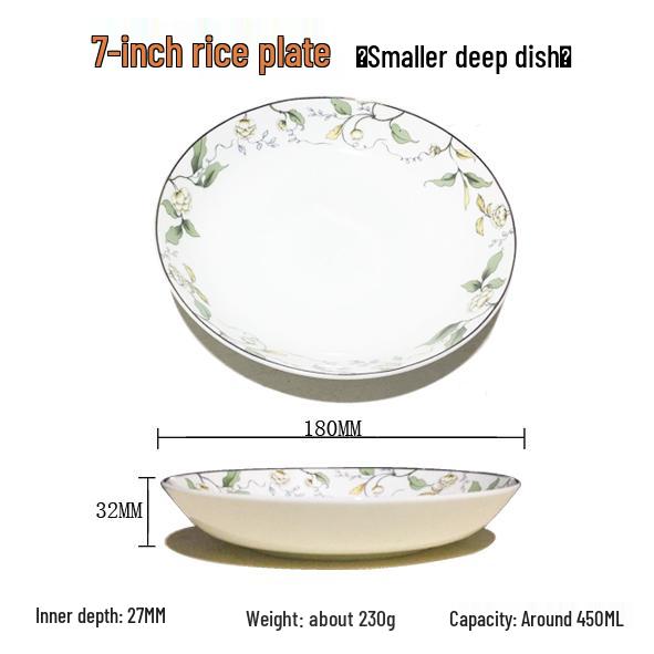 7-Inch Round Bone China Porcelain Plate - Chinese Style Tableware