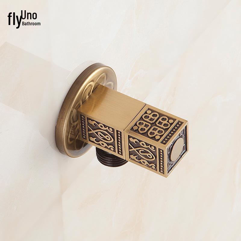 Antikes Messing Geschnitzt Retro Verdickt Schwarz Explosionsgeschützt Heiß/Kalt Eckventil