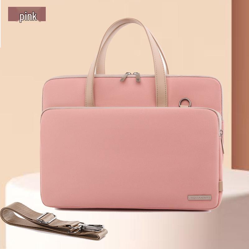 

Сумка-тоут Morandi, легкая и модная, водонепроницаемая, через плечо, для ноутбука, плюшевый портфель для 13/16-дюймовых компьютеров 15.6/16 inch розовый