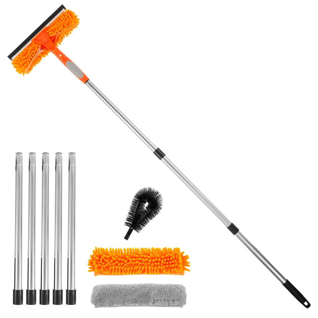 320cm Extended Window Cleaning Tool Rotatable 2 In 1 Squeegee Cleaner Mop Splicing Rod Glass Household Car Windshield Cleaning