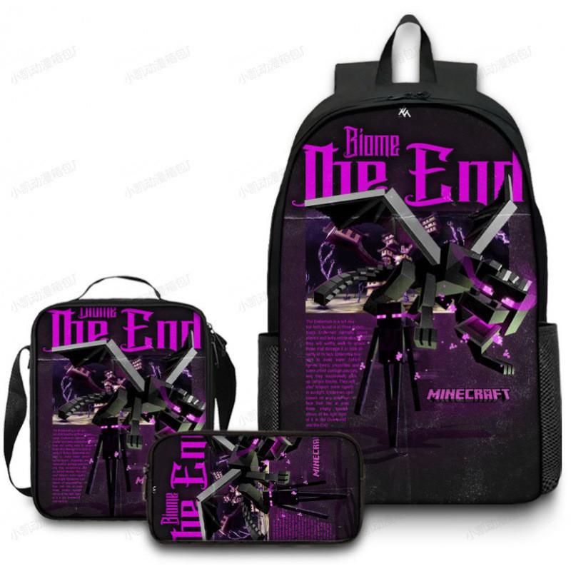 Minecraft School Backpack Set With Printed Game Pattern For Kids Students