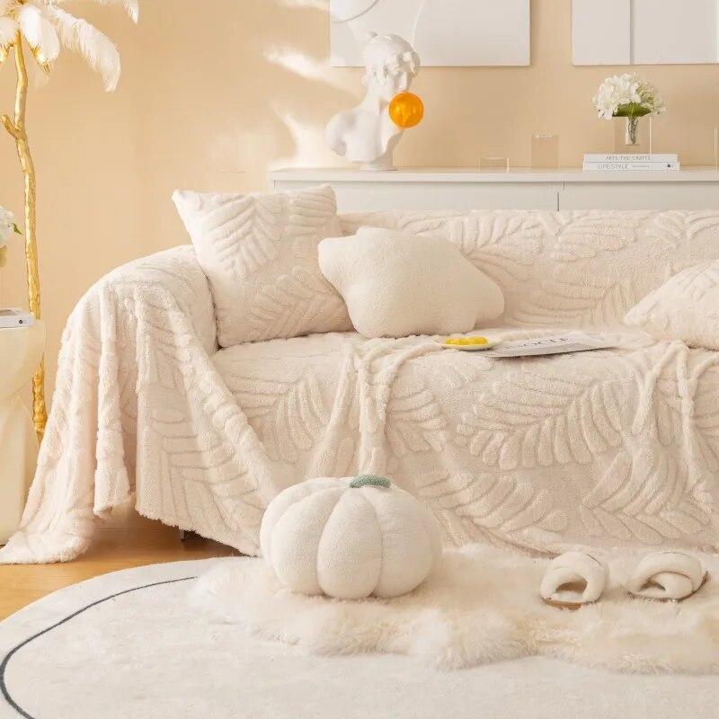 Winter Sofa Cushion Bubble Plush Sofa Cover Cloth Towel New Winter Thickened Warm and Non Slip Plush Cushion