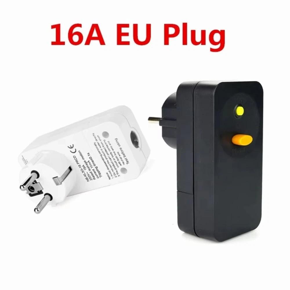 10mA Circuit Breaker Plug 16Amp EU Plug Personal Protection Plug RCD Socket FI Circuit Breaker Replacement Plug Home Use Black