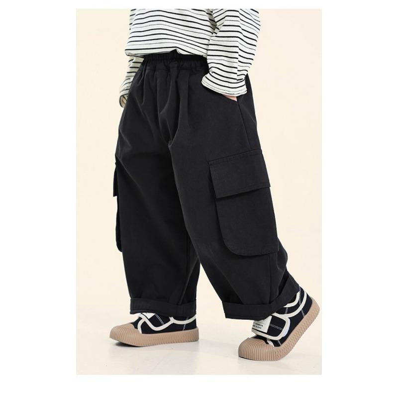Boys Kids Loose Casual Solid Korean Style Long Trousers For Spring Autumn