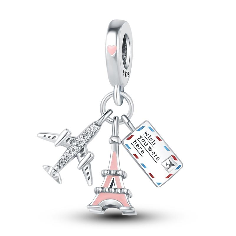 Original Copper Charm Bead Aircraft Camera Handbag Travel Life Beads Pendant For Bracelet Charms Diy Jewelry Gift