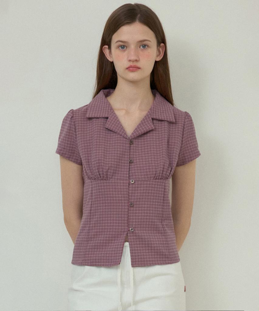 Aueonoseuteljia Fitted Vintage Check Half Shirt_Pink(O25-Sh04)