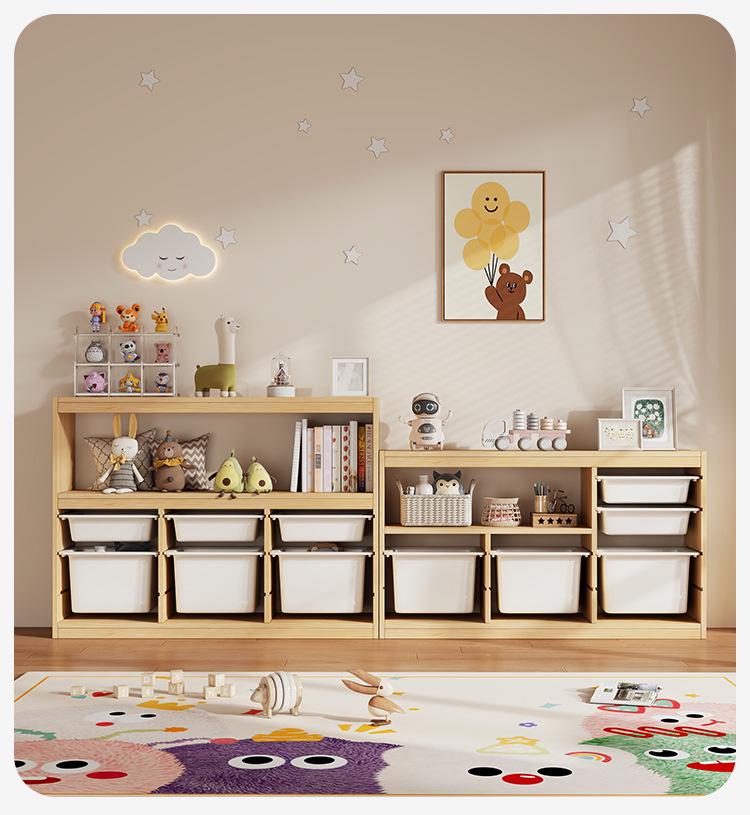 Children's Solid Wood Toy & Book Storage Shelf and Cabinet