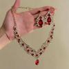 Baroque Style Bridal Jewelry Set Rhinestone Pearl Necklace Water Drop Necklace Earring Set  Girls