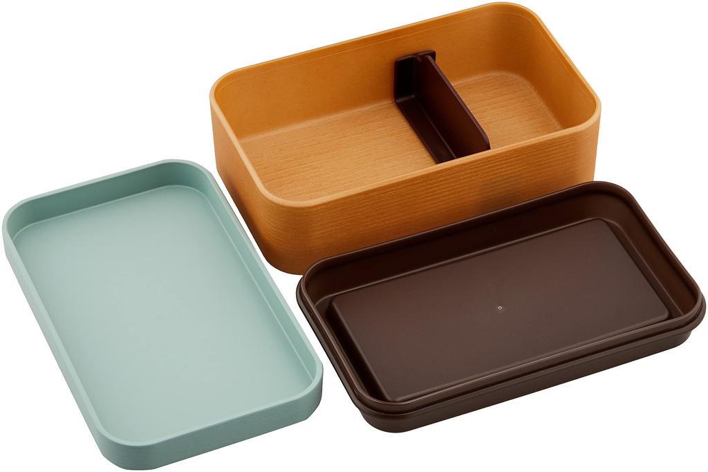 Showa Lunch Reis Holz Lang Quadratisch Sauber Hergestellt in Japan 4979537 Box, Klebt Nicht, Korn, Harz, Bento, Blau, Beschichtung, Mikrowellen-/Geschirrspülerfest, 600ml,