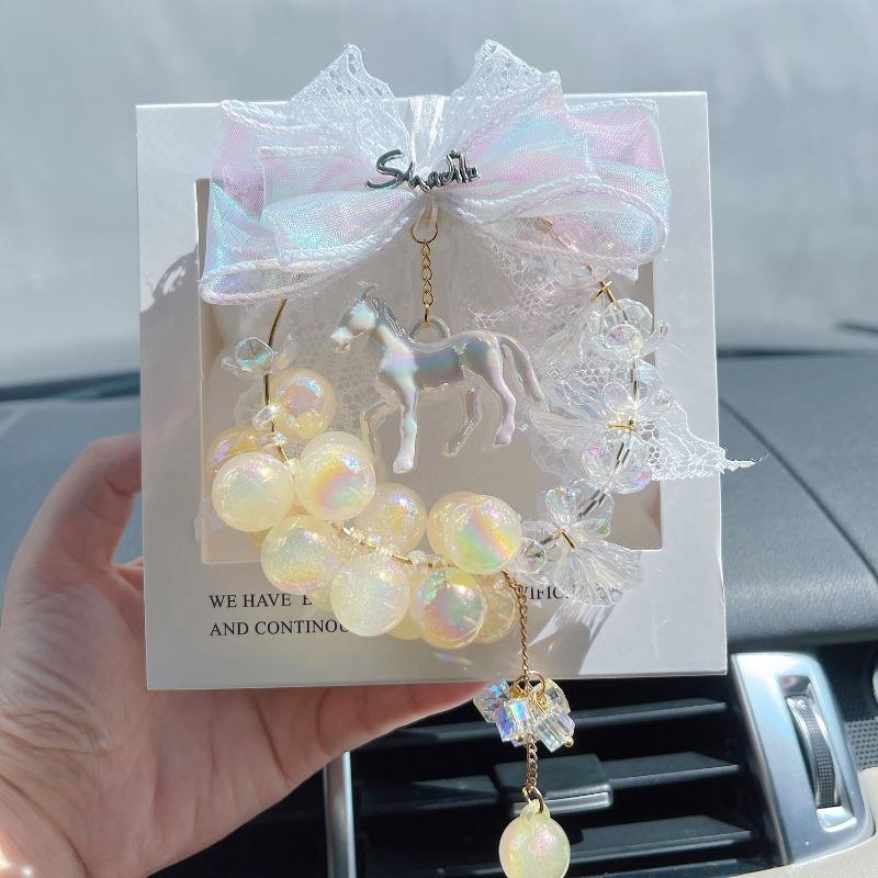 Dopamine Bubble Bead Zodiac Horse Car Pendant Vehicle Rearview Mirror Decoration