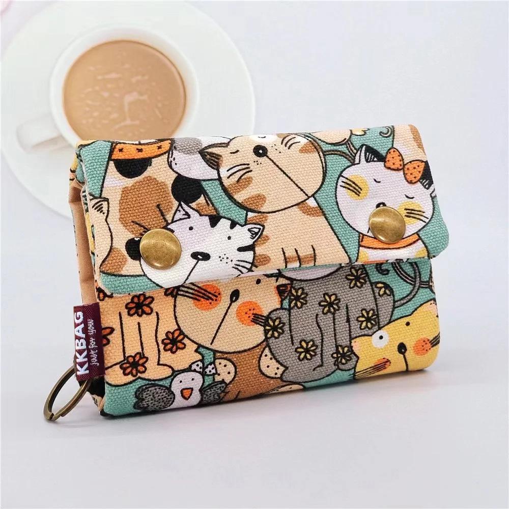 Canvas Cartoon Totoro Katze Gedruckt Hund Damen Faltbare Kurze Geldbörse Organizer Niedliche Mini Geld Schlüssel Tasche Münzbeutel für Kinder