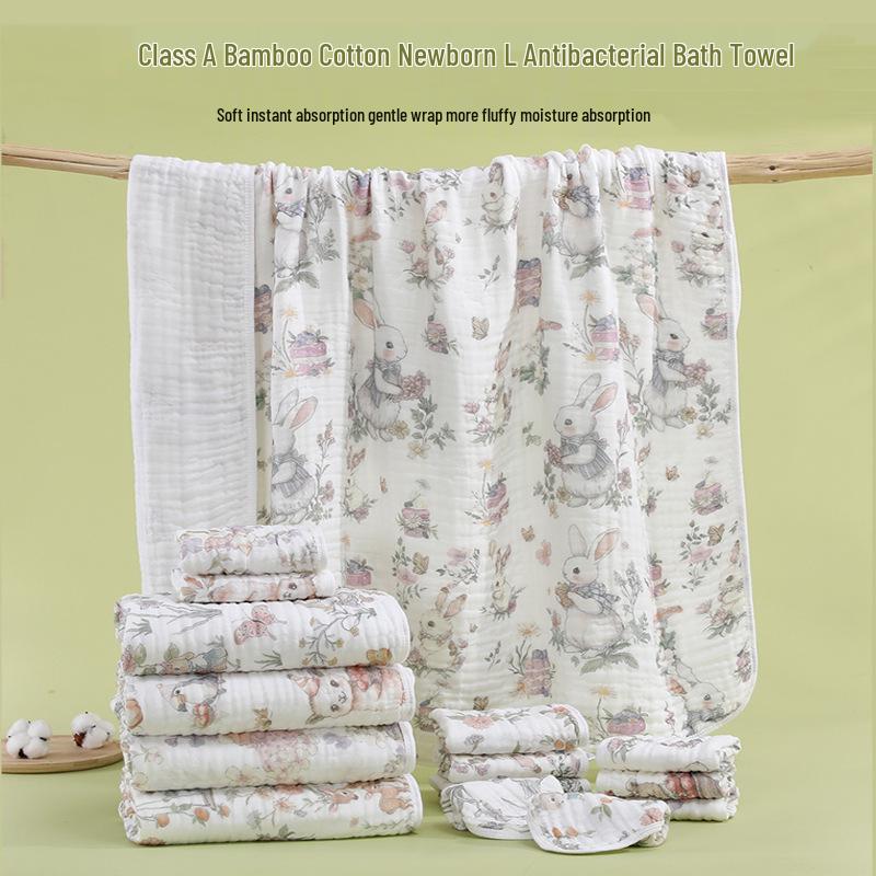 6-Layer Seersucker Bamboo Cotton Bath Towel & Baby Swaddle Blanket