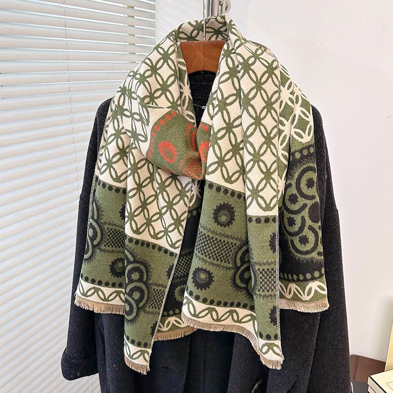 Printing Fashion Luxury  Designer Winter Women Scarf Cashmere Thicken Warm Shawl Pashmina Scarves Poncho Wrap Ladies