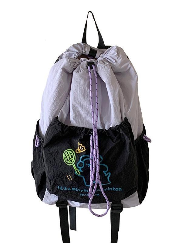Taslon Material Girls Drawstring Backpack With Design For Daily Commuting And Casual Use