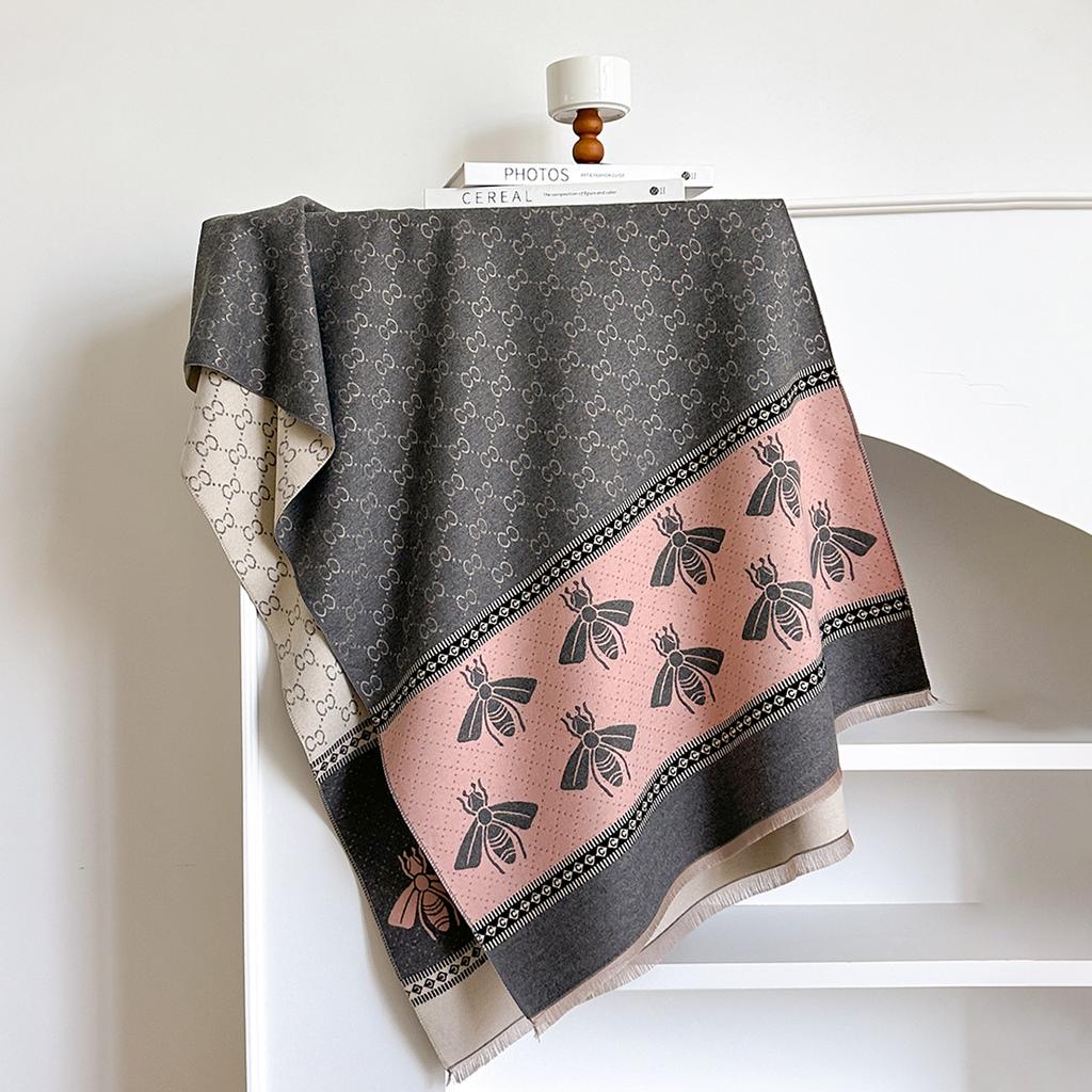 Elegance Two-Sided Print Scarf Soft Warm Fringe Pashmina Shawl Autumn And Winter Outdoor Coldproof Windproof Blanket