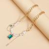 Y2K Heart Beaded Necklace Women Boho Splicing Clavicle Chain Choker Exquisite  Jewelry