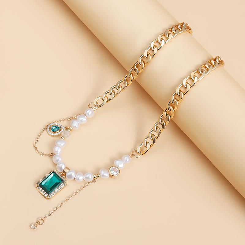 Y2K Heart Beaded Necklace Women Boho Splicing Clavicle Chain Choker Exquisite Jewelry