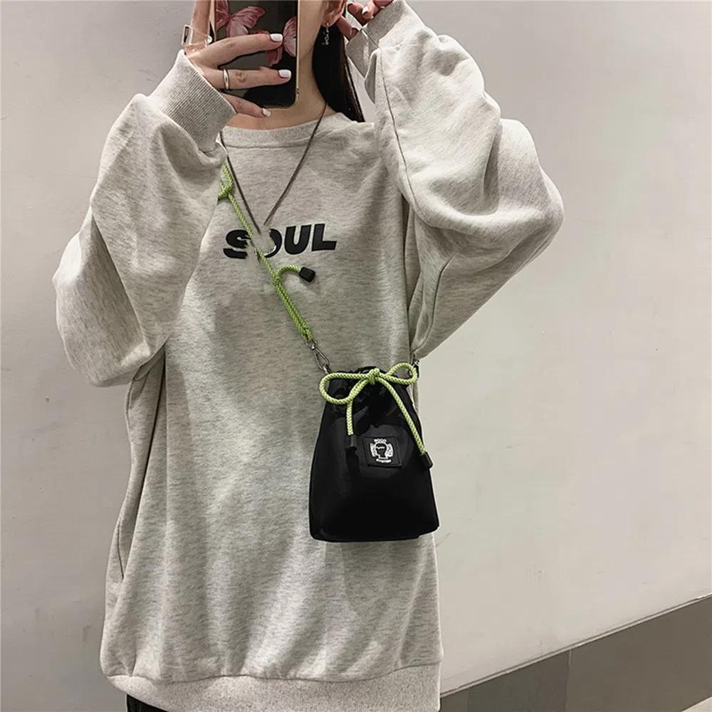 Fluorescent Color Strap Male Crossbody Bag Nylon Mobile Phone Bag  Office Worker