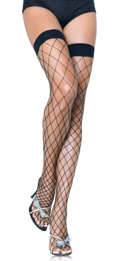 Rossana Fishnet Stockings - Black - Leg Avenue - Stockings and Tights
