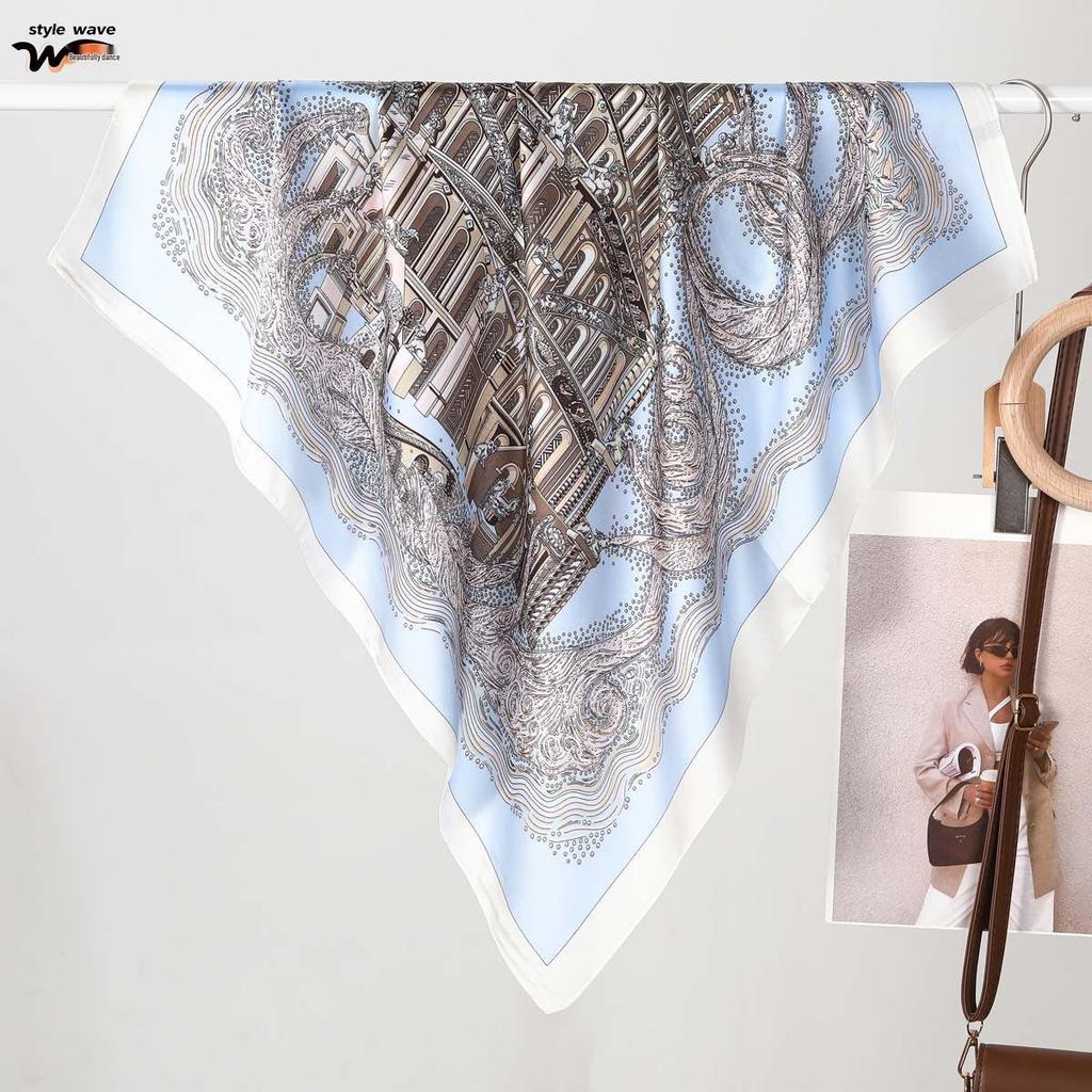 Versatile Retro Roman-Style Silk Scarf: Women's Neck and Hair Accessory