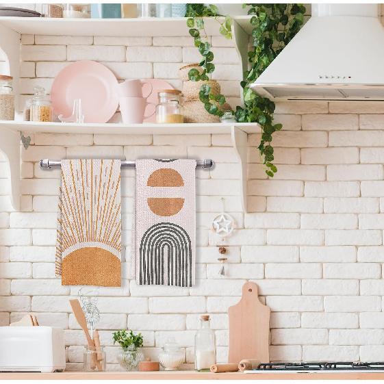 IWXYI Dish Towels, Mid Century Modern Boho Waffle Weave Kitchen 1624 Inches Set of 2, Modern Abstract Decorative Hand Towels and Dish Cloths