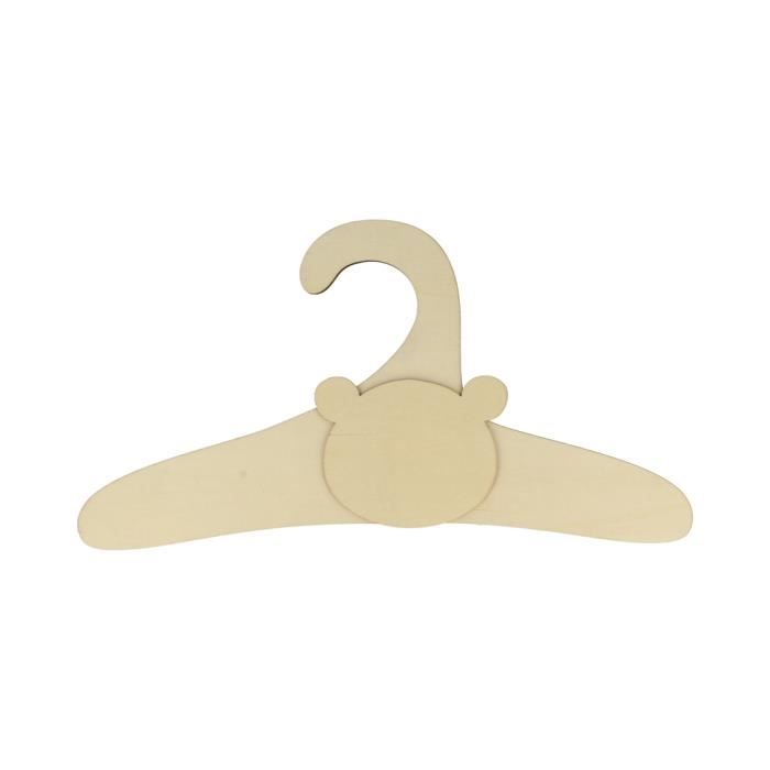 Cintre en Bois - Cintre nounours - 29 x 21,5 cm - Bois naturel non verni - Pour enfants - Mixte