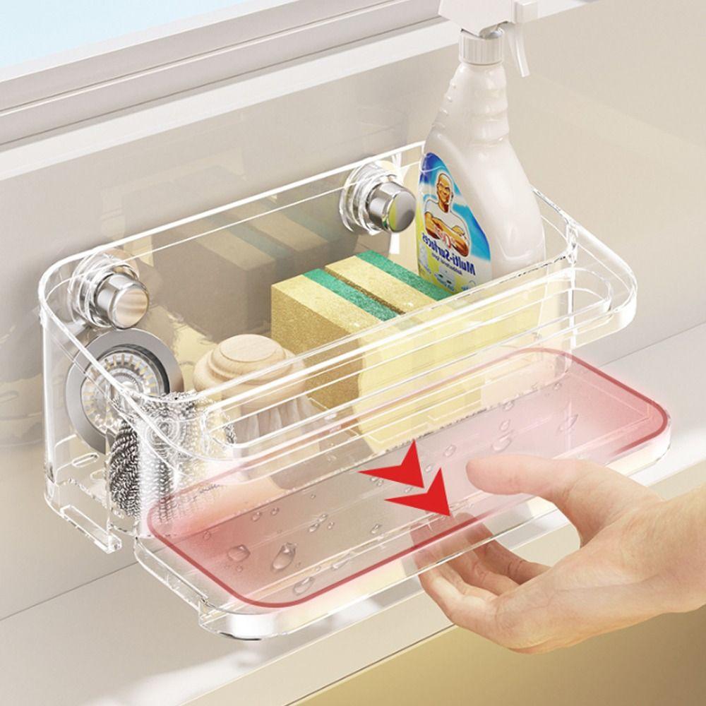 Punch Free Kitchen Sink Drain Rack Wall Mounted Kitchen Organization Kitchen