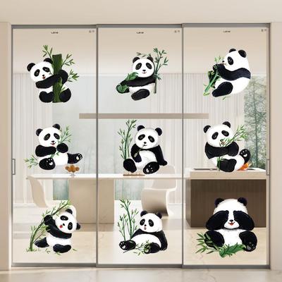 Grande Adesivo Murale 3D Cartone Animato Panda Simpatico Panda Che Mangia Bambù Decalcomania per Stanza Bambini Aula Asilo Nido Decorazione Camera da Letto Rimovibile Stacca e Attacca