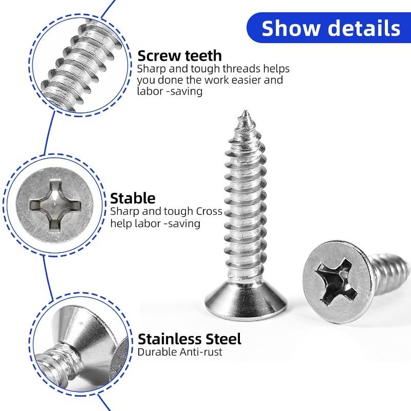 304 Stainless Steel Cross Recessed Countersunk Flat Head Tapping Screws for Wood Self-tapping Phillips Furniture Screw Fasteners