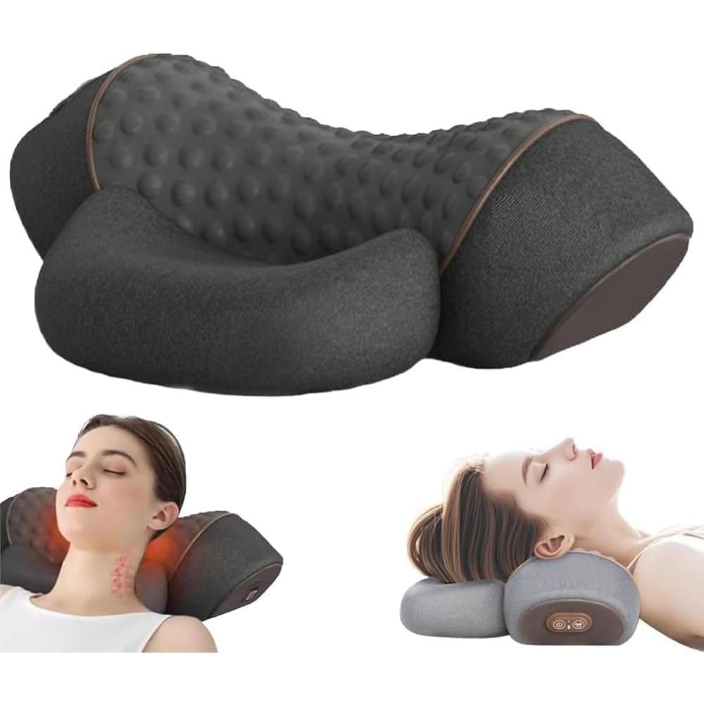 3-in-1 Neck Massager Pillow, Neck Massager- Ergonomic Hump Neck Pillows with Traction, Heat Vibration, Memory Foam Traction Cervical Pillows