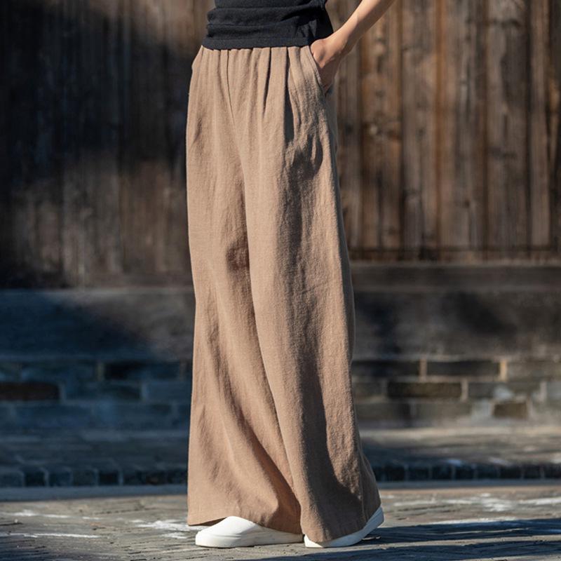 Damen Weite Baumwoll-Leinenhose Herbst 2025: Künstlerisch, Lässig, Vielseitig