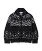 Knitted Bulky Wool Diamond Zip-Up Black