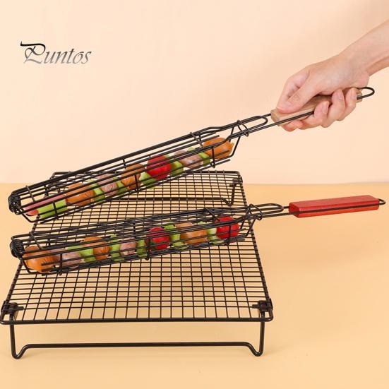Barbecue Clip Stainless Steel with Lockable Grille Rust-Resistant Even Heat Distribution Mini Barbecue Tongs